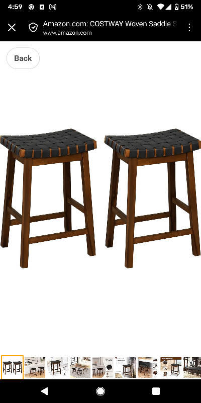Photo 1 of 
Visit the Store, COSTWAY
COSTWAY
Visit the Store
4.6
4.6 out of 5 stars
(13)
COSTWAY Woven Saddle Stools Set of 2, 25.5-inch Vintage Counter Height Chairs with PU Leather Woven Seat & Solid Wood Legs, Modern Backless Bar Stools for Dining Room, Kitchen, 