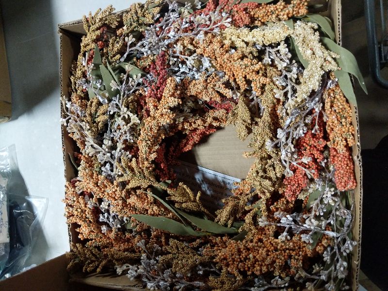 Photo 1 of 22 Inch Fall Harvest Wreath Wheat Grain Decor Rustic Thanksgiving Wreaths for Front Door Autumn Farmhouse Decor Indoor Outdoor