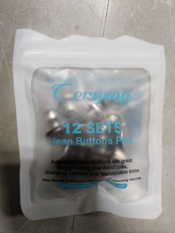 Photo 1 of 12 Sets Button Pins for Loose Jeans, No Sew and No Tools Instant Replacement Snap Tack Pant Button, Ceryvop Reusable and Adjustable Metal Pants Button Tightener