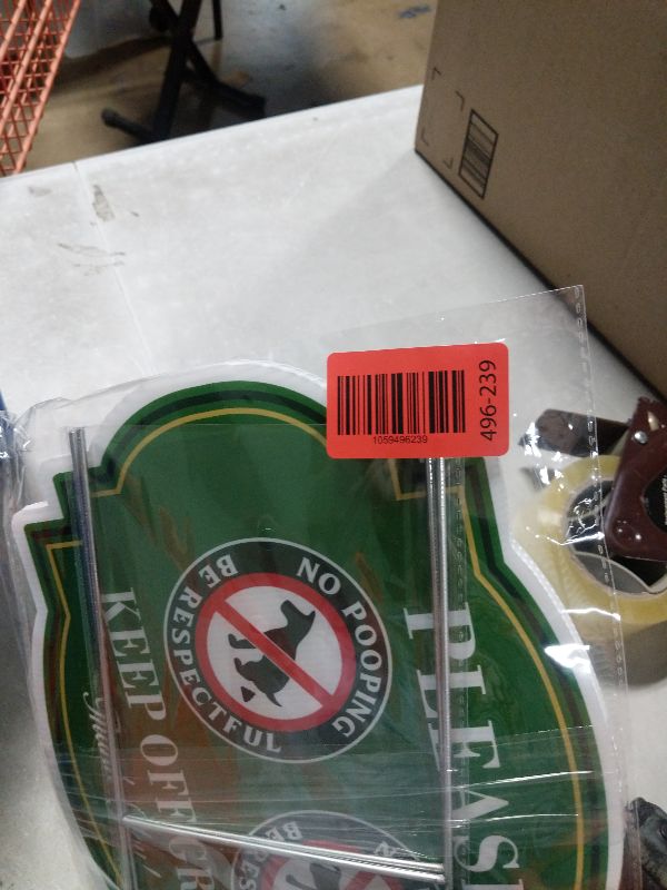 Photo 1 of 2 Pack Keep Off Grass Sign with Metal H-Stake, 14"X10" Dog Signs No Pooping and Peeing, be respectful to your lawn yard, Double Sided, Corrugated Plastic, Waterproof, Outdoor Use