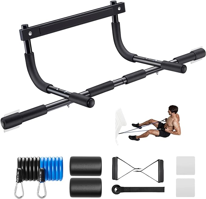 Photo 1 of **MSRP 29.99** Ally Peaks Pull Up Bar for Doorway | Thickened Steel Max Limit 440 lbs Upper Body Fitness Workout Bar| Multi-Grip Strength for Doorway | Indoor Chin-Up Bar Fitness Trainer for Home Gym Portable