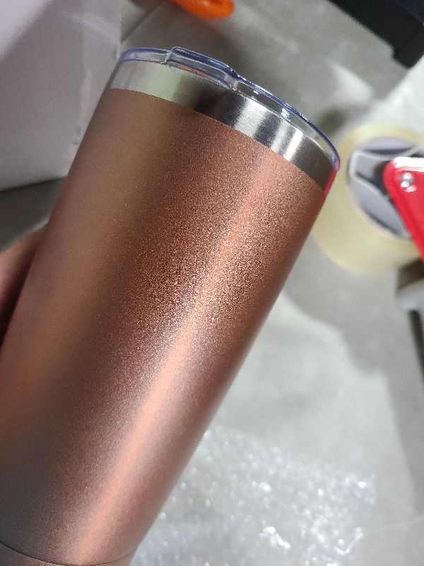 Photo 1 of 20oz Insulated Coffee Tumbler, Stainless Steel Travel Mug with Spill Proof Slide Lid, BPA-Free, Double Wall Hot/Cold Retention Reusable Coffee Cup, Powder Coated, Fit Car Cup Holders (White)