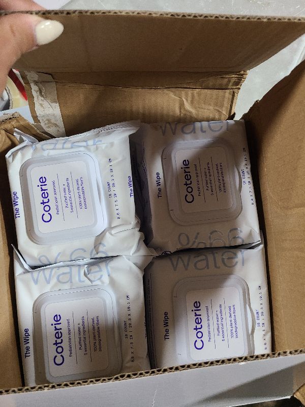 Photo 1 of Coterie Baby Wipes for Sensitive Skin, Plant-Based & Plastic-Free Fibers, 99% Water, Hypoallergenic, pH Balanced, Unscented, Clean and Gentle Baby Essentials, 4 Standard Packs and 8 Travel Size Packs