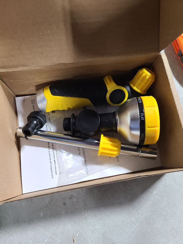 Photo 1 of 17.5" Gardening Watering Wand | 8 Spray Patterns & Thumb-Controlled Switch | 180° Rotating Long Nozzle| for Plants, Hanging Baskets and Shrubs, Pet Bathing, Wall Washing-Yellow