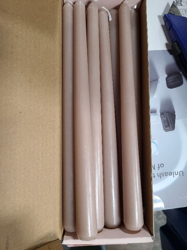 Photo 1 of 10 Inch Light-Mocha Taper Candles for Home Decoration, 10 Pack Unscented Candlesticks for Dinner Wedding Party, Smokeless and Dripless Candle Sticks