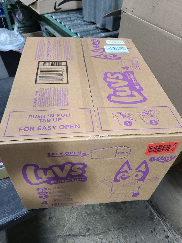 Photo 1 of Luvs Size 4 Baby Diapers, Platinum Protection Bluey Diapers for Day & Night, Size 4, 198 Count (Packaging May Vary)