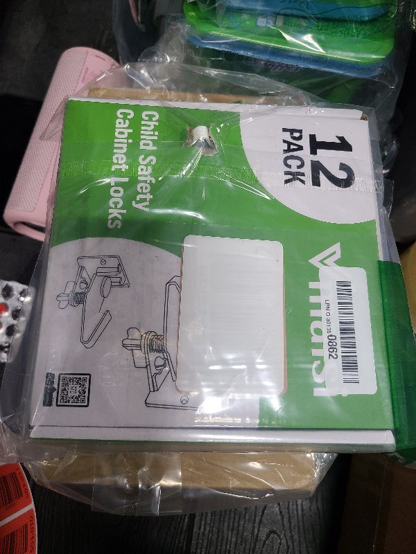 Photo 1 of 12 Pack Cabinet Locks Child Safety Latches - Vmaisi Baby Proofing Cabinets Drawer Lock with Adhesive Easy Installation - No Drilling or Extra Screws (White)