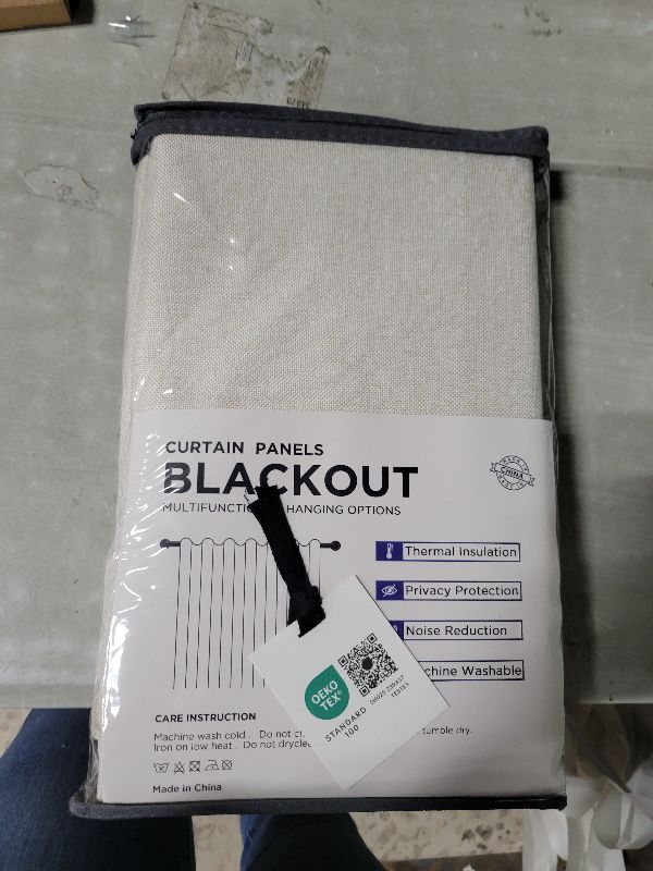 Photo 1 of 100% Blackout Shield Linen Blackout Curtains for Bedroom 84 Inches Long, Back Tab/Rod Pocket Living Room Drapes, Thermal Insulated Blackout Curtains 2 Panels Set, 50" W x 84" L, Cream