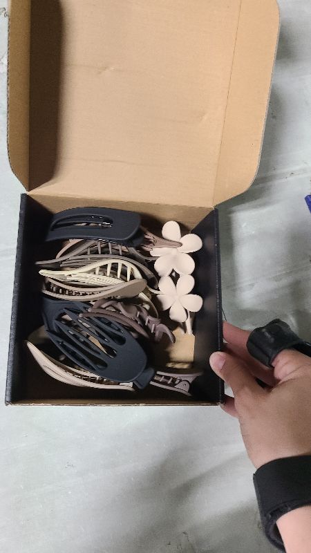 Photo 1 of 12 Pcs Neutral Colors Flat Hair Clips, YINGFENG Flat Claw Clip for Women, Matte Non-Slip Flower Claw Clips for Thin Thick Hair, Suitable for Women and Girls Wedding Party Accessories