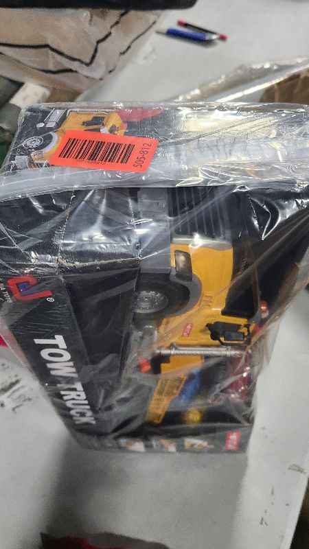 Photo 1 of 15IN Tow Truck Toy for Kids 3 4 5 6 7 Years Old Boys - Crane Trailer Construction Set with Racing Car and Traffic Signs, Truck Crane with Lights and Sounds, Christmas Birthday Gifts for Boys & Girls