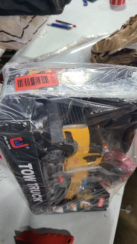 Photo 1 of 15IN Tow Truck Toy for Kids 3 4 5 6 7 Years Old Boys - Crane Trailer Construction Set with Racing Car and Traffic Signs, Truck Crane with Lights and Sounds, Christmas Birthday Gifts for Boys & Girls