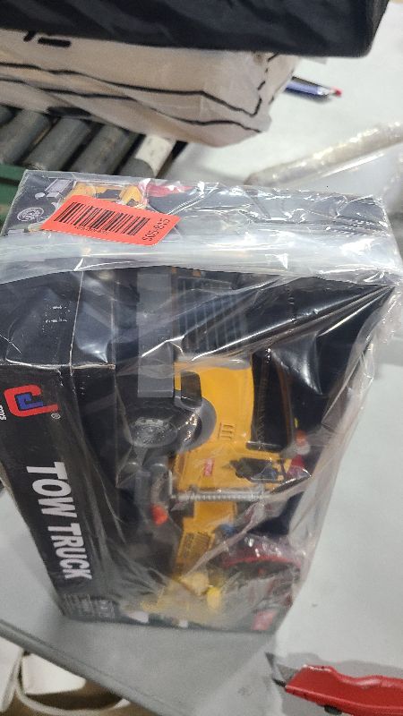 Photo 1 of 15IN Tow Truck Toy for Kids 3 4 5 6 7 Years Old Boys - Crane Trailer Construction Set with Racing Car and Traffic Signs, Truck Crane with Lights and Sounds, Christmas Birthday Gifts for Boys & Girls