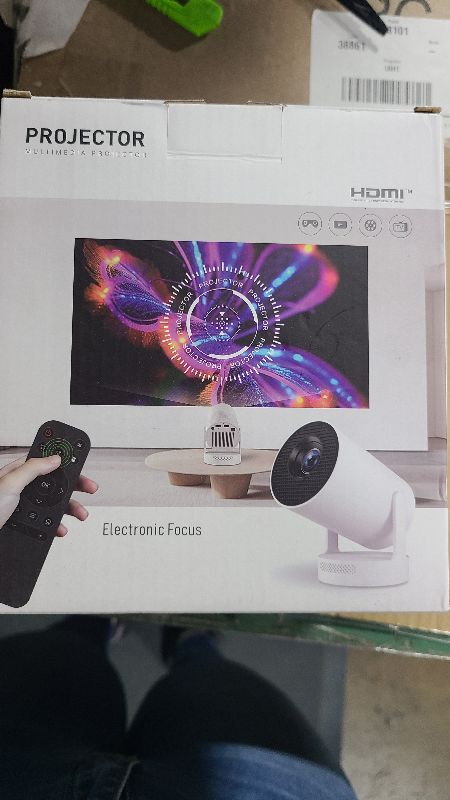 Photo 1 of ?Electric Focus?Mini Portable Projector with 4K Support, Bluetooth 5.4 WIFI6, 5watt Sound Base Speaker, 260 ANSI, Android 11, 210° Rotation , Auto Keystone Correction Video Projector HY300 PLUS