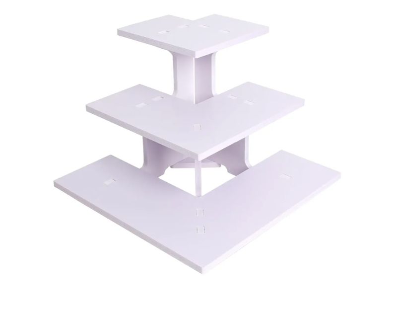 Photo 1 of 3 Tier Corner Retail Display Stand Portable Product Shelves, White Store Retail Display Stand, Cupcake Stand, Candle Tumbler Display Rack for Craft Shows, Trade Shows, Farmers Market