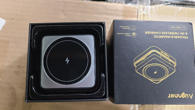 Photo 1 of ?2025 Upgraded?Wireless Charger 3 in 1, Foldable Wireless Charging Station with Night Light for Apple MagSafe Charger, Travel Magnetic Charger Stand, Nightstand Fast 15W Charging Station (20W Adapter)