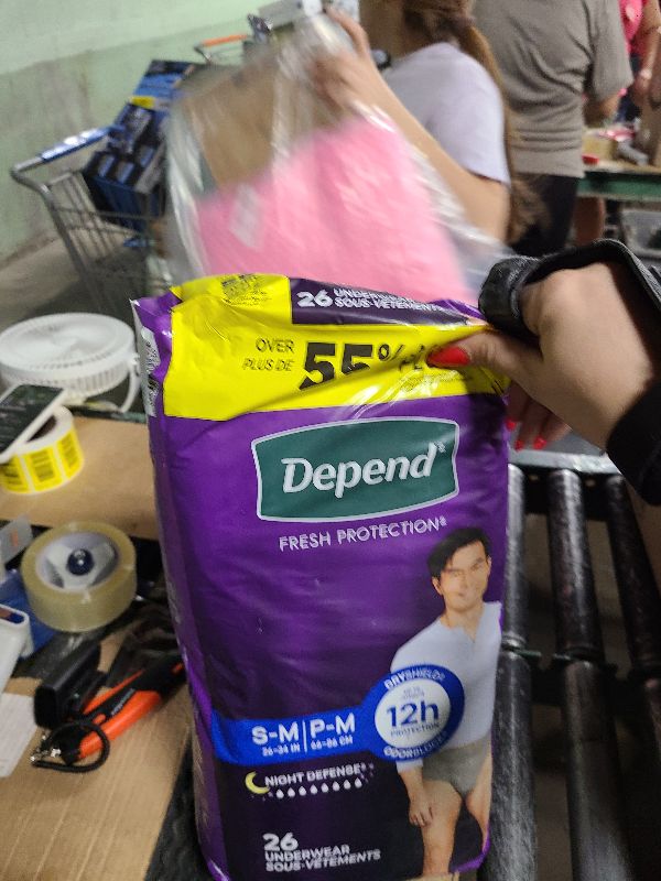 View 2 of Depend Night Defense Adult Diapers, Incontinence Underwear for Men, Disposable, Overnight, Small/Medium, Grey, 26 Count, Packaging May Vary