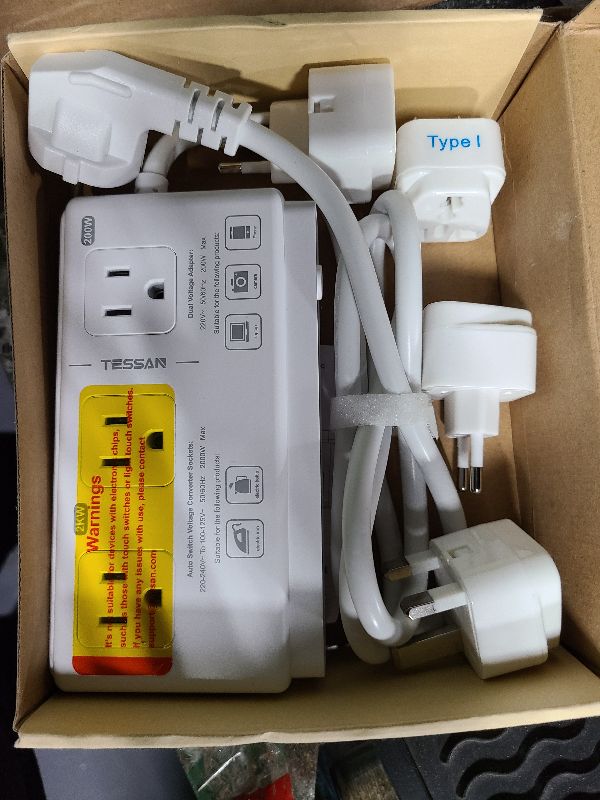 Photo 1 of 220V to 110V Voltage Converter, TESSAN Universal Travel Adapter with 4 USB Charger (1 USB C), 3 AC Sockets and EU/UK/AU/IT Plug Power Adaptor, Step Down Transformer Outlet Converters for International