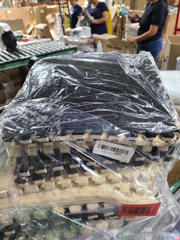 Photo 1 of 12pcs Carpet Squares Puzzle Floor Mat, Plush Interlocking Carpet Tiles, Anti Slip EVA Foam Jigsaw Floor Tiles, Build A Safe Area for Bedroom Playroom (Beige+Black)