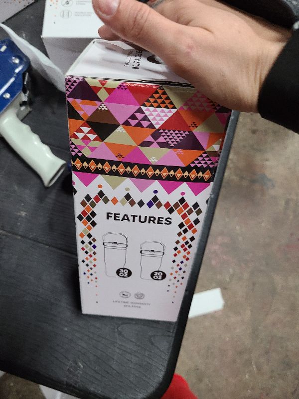 Photo 1 of 30oz Stainless Steel Insulated Tumbler with Straw & Foldable Handle - Leakproof, Double-Wall Vacuum Travel Thermos for Hot/Cold Drinks, Non-Slip Base, Fit Cup Holders