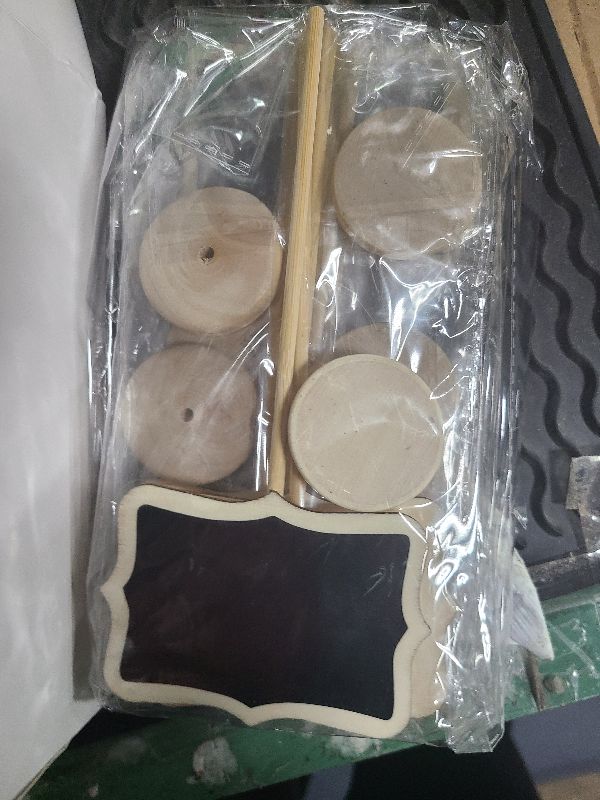 Photo 1 of 20PCS Wood Mini Chalkboard Sign and Replacement Stickers, Food Labels for Party Buffet,Blackboard for Message Board Signs,Weddings Place Cards, Birthday Party