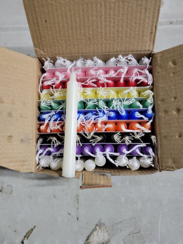 Photo 1 of 100-Pack 4-Inch Colored Taper Candles | Vibrant Assorted Hues | Ideal for Weddings, Parties, Home Decor & Special Events