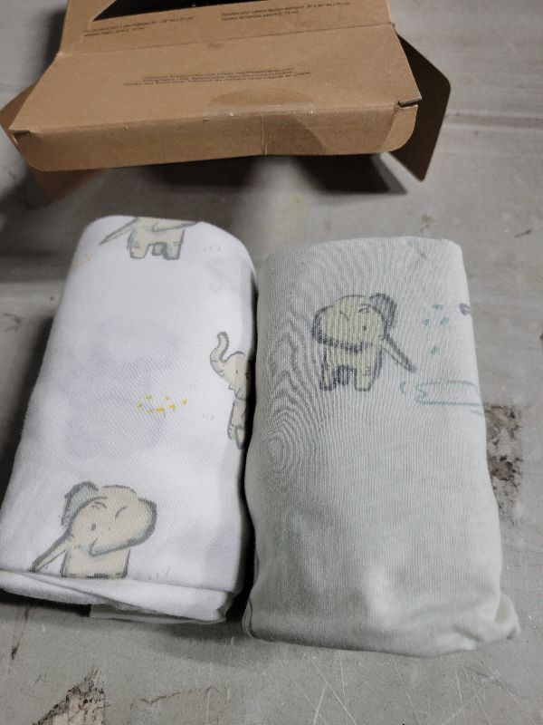 Photo 1 of 2-Pack Mini Crib Sheets Fitted - 38x26 Pack N Play Sheets for Pack and Play Mattress, Organic Cotton, Soft & Breathable Playard Bedding, Neutral Mini Toddler Bed Cover for Boys, Girls (Elly)