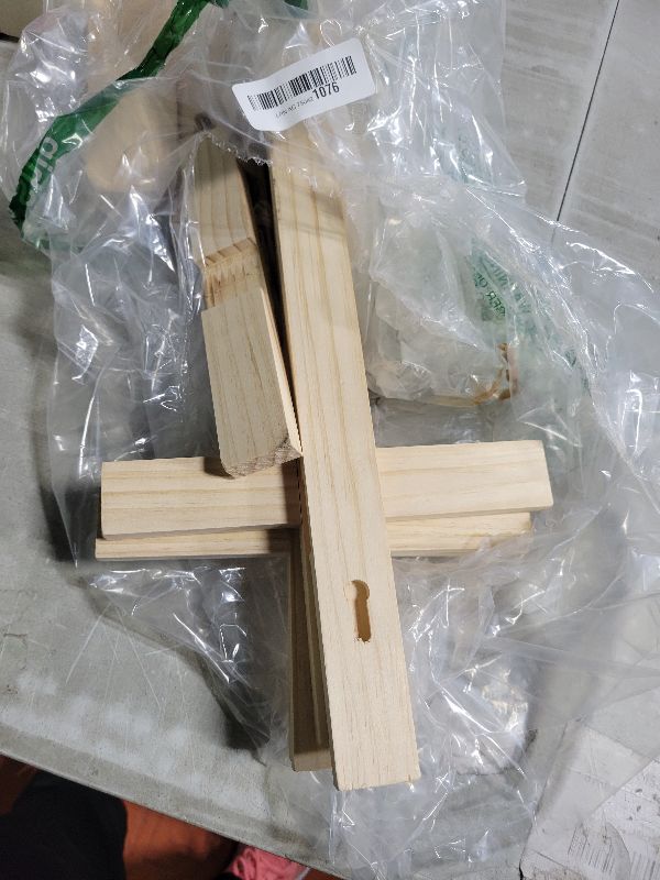 Photo 1 of 16 Inch 4 Pack Wood Cross Unfinished Wooden Crosses Unpainted Tabletop Cross for Crafts