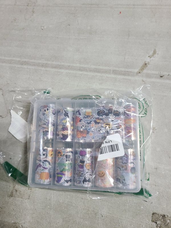 Photo 1 of 10 Rolls Halloween Nail Foil Transfer Stickers Decals, Kawaii Halloween Nail Polish Sheets Sky Starry Paper Transfer Foils Cartoon Pumpkin Skeleton Glue Women Manicure Nail Film Decorations