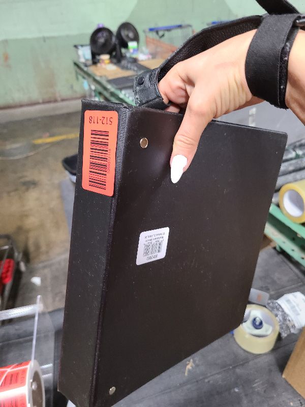 Photo 1 of 1 1/2" Binder Capacity - Round Ring Fastener(s) - Vinyl - Black - 1.02 lb - 1 / Each-28552-Office Supplies