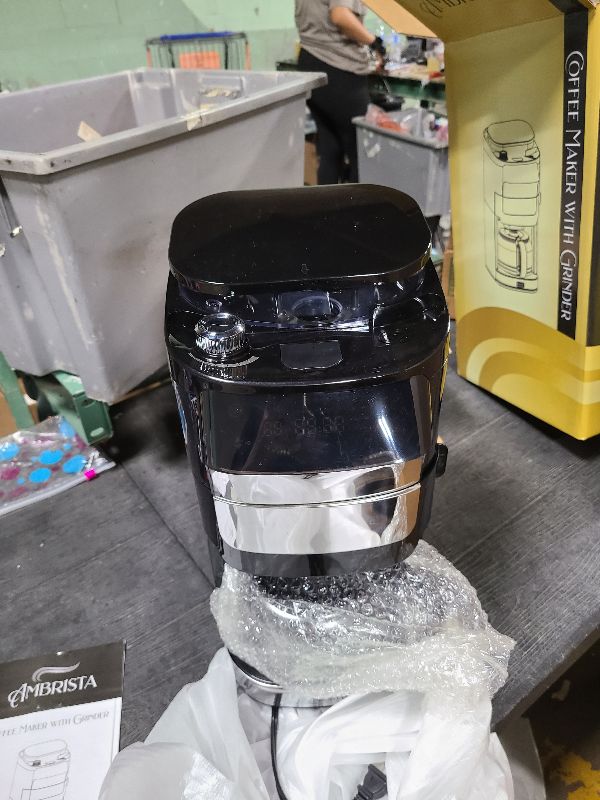 Photo 1 of 12-Cup Digital Drip Coffee Maker with Built-In Burr Grinder | Programmable Coffee Machine | Reusable Filter and Refillable Water Tank | Warming Plate with Glass Coffee Pot