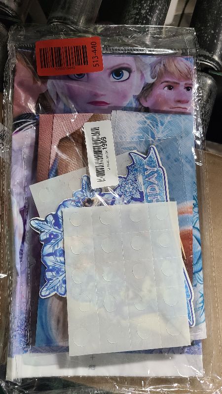 Photo 1 of 27 Psc For Frozen theme party setup, easy to assemble decorations, including children's DIY cake toppers and background cloth sets, perfect for children's birthday parties.