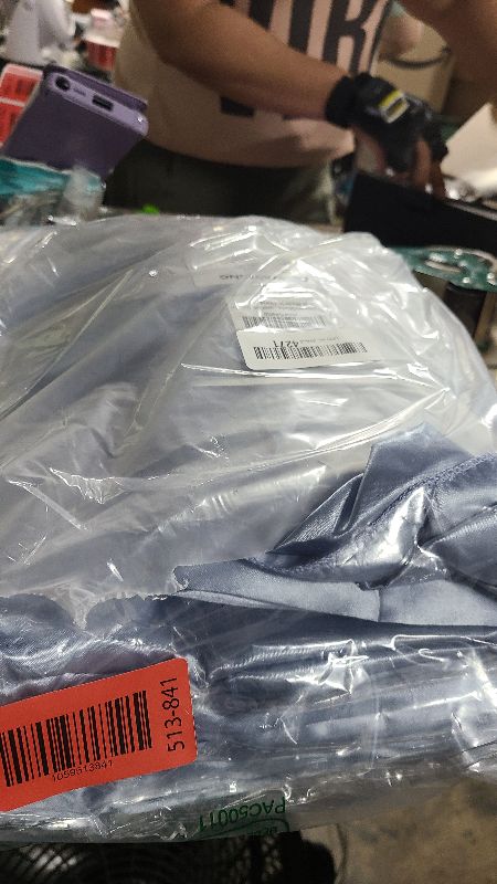 Photo 1 of 12 Pack Satin Tablecloth Wedding Rectangle Tablecloth Bright Silk Table Cloth Washable Fabric for Wedding Banquet Party Events Birthday Party Engagement Anniversary Table Décor(57"x108",Dusty Blue)