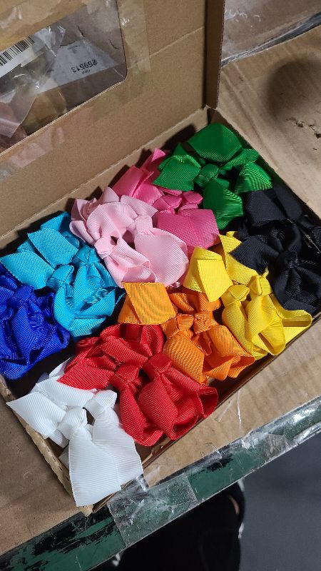 Photo 1 of 20PCS 3 Inch Hair Bows for Girls Grosgrain Ribbon Toddler Hair Accessories with Alligator Clips for Toddlers Baby Girls Kids Teens in Pairs
