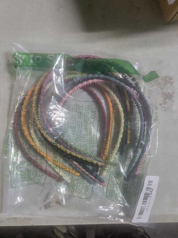 Photo 1 of 12pcs 6mm Thin Headbands for Girls Women Plastic Pigtail Sytle with Teeth Skinny Headbands for Kids Teens Lady