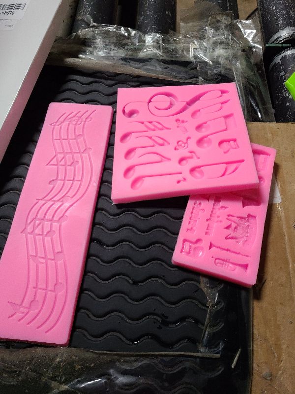 Photo 1 of 3 Pieces Music Note Fondant Mold Music Note Lace Mat Silicone Musical Candy Mold for Cake Decoration