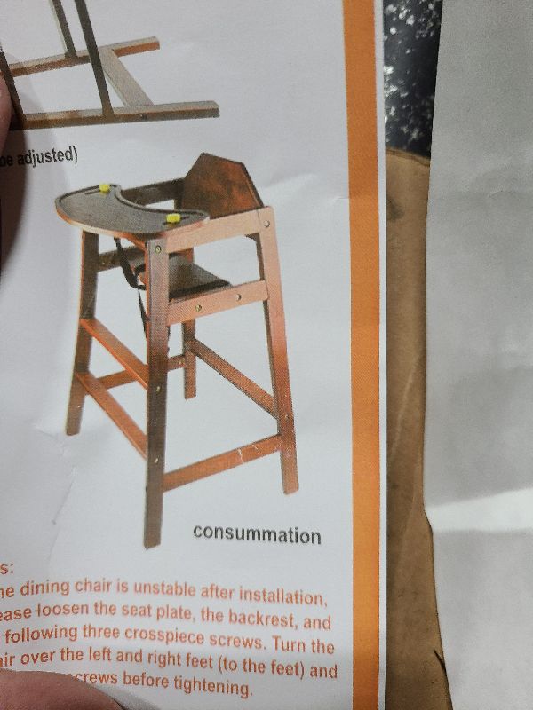 Photo 1 of 
Standard Height Wooden High Chairs for Babies and Toddlers, Commercial Restaurant High Chair, Easy to Assemble, Walnut Finish 