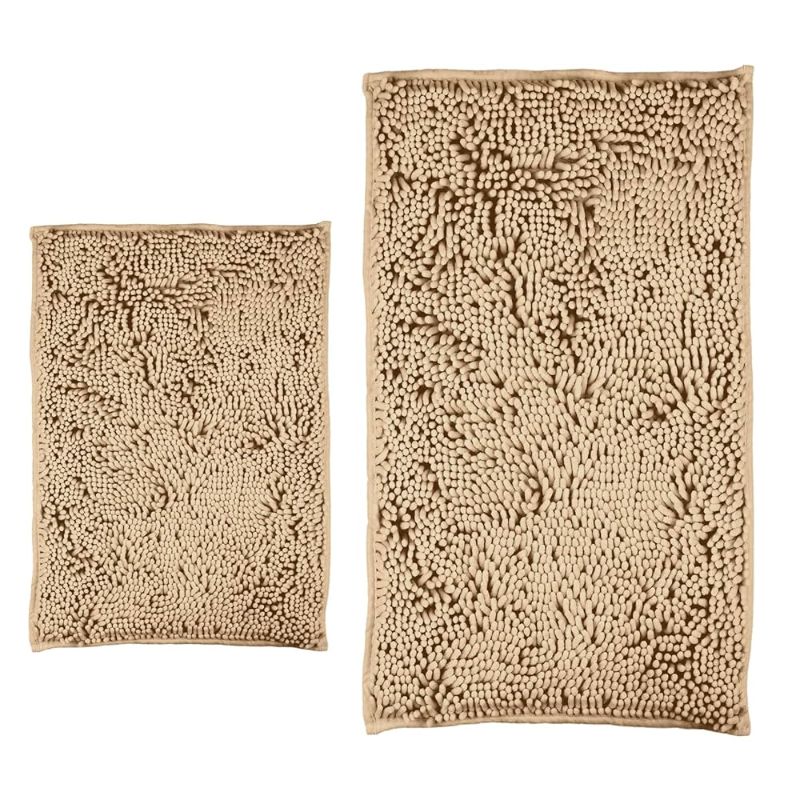 Photo 1 of  Bathroom Rugs, Super Absorbent Luxury Shaggy Chenille Bath Mats, Durable Beige 17x24_20x32 pcs 1 
