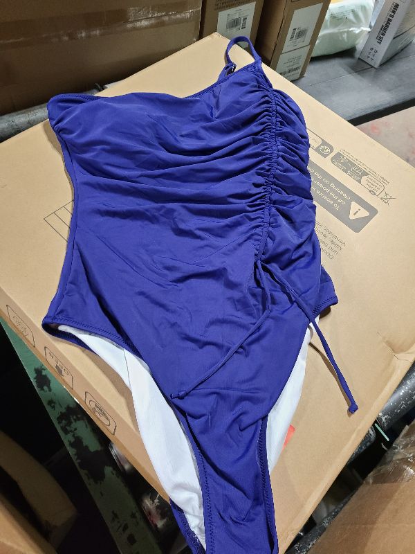 Photo 1 of 1 PIECE SWIMSUIT deep v-neck HALTER royal blue size m