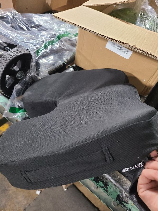 Photo 1 of 5 STARS UNITED Seat Cushion for Tailbone Pain Relief – Large Memory Foam Lifting Pillow for Coccyx, Hip, Sciatica & Post-Surgery Recovery – Wheelchair, Car, Desk, Gaming & Office Chairs, Black