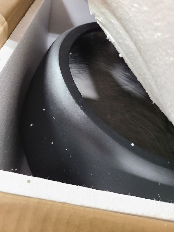 Photo 1 of 13.5 H x 17" Dia (12" Pot Opening) Black Round Fiberstone Planter with Drainage Hole, Indoor/Outdoor Large Plant Pot for Home Patio Garden, Ideal for Large Plants