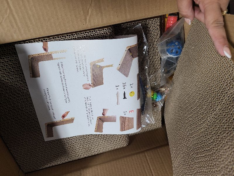 Photo 1 of 26.8 Inch Vertical L Shaped Cat Scratcher Wall + Cat Scratcher Box for Indoor Cats, L Shape Cardboard Cat Scratching with Ball Toy (Extra Large)