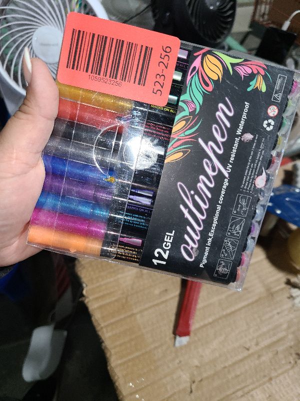 Photo 1 of 12-Color Outline Markers, Double Line Shimmer Glitter Marker for Art, Drawing, Outline Pens Metallic Markers for DIY Cards, Art Supplies