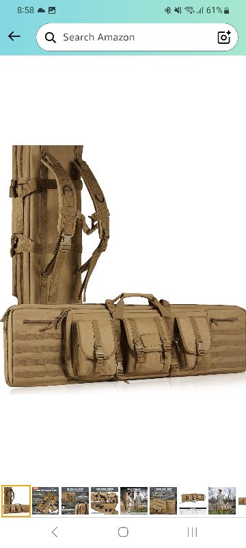 Photo 1 of Bag, Tactical Double Long Gun Bag, Soft Rifle Case with Lockable Zipper, Portable Handle & Shoulder Strap, 3 Large Storage Pockets Rifle Case for Two 40" Rifles & 2 Pistols