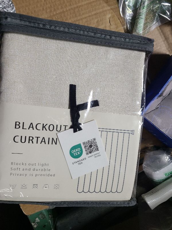 Photo 1 of 100% Blackout Shield Linen Blackout Curtains for Bedroom 96 Inches Long, Back Tab/Rod Pocket Living Room Drapes, Thermal Insulated Blackout Curtains 2 Panels Set, 50" W x 96" L,Cream