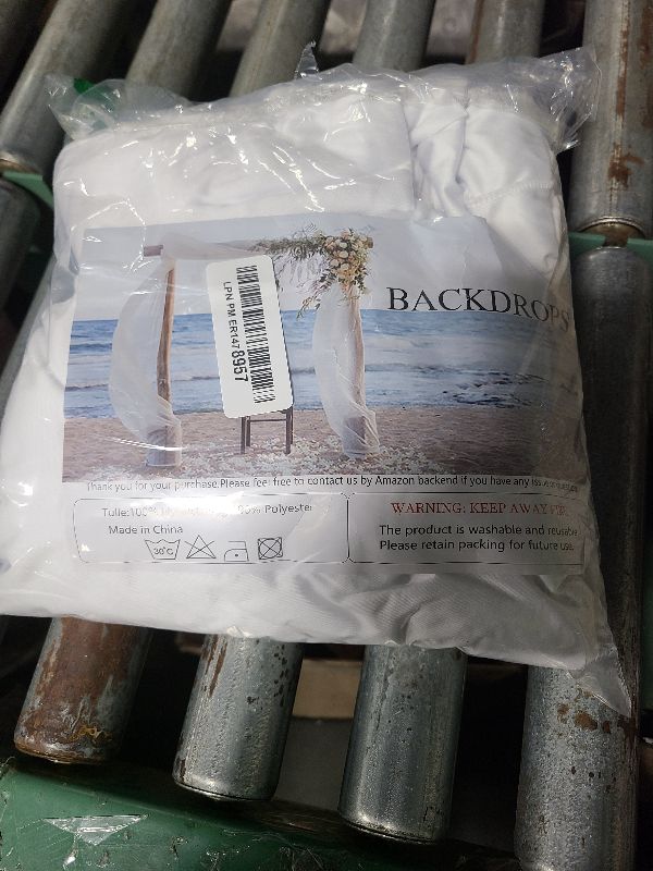 Photo 1 of 10x10ft Wrinkle Free White Backdrop Curtain for Parties Soft Fabric Drapes Wedding White Curtain Backdrop for Birthday Party Decorations Background for Photography 5x10ft, 2 Panels