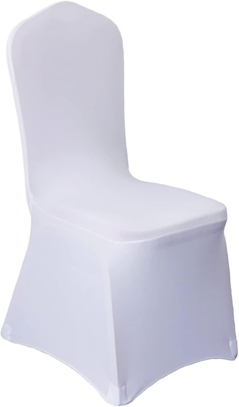 Photo 1 of **MSRP 22.99** 10 Pcs White Washable Removable Universal for Wedding Party Dining Banquet Polyester Spandex Stretch Slipcovers Chair Covers