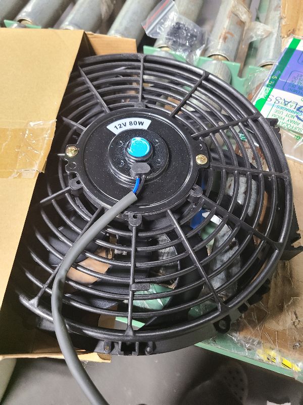 Photo 1 of 12 Inch Slim Fan Push Pull Electric Radiator Cooling Fan Universal High Performance 12V 80W Motor with Fan Mounting Kit (Black)