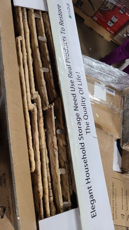 Photo 1 of 12x12in Storage Baskets Set of 4 Water Hyacinth Baskets,Foldable Handwoven Storage Cubes,Wicker Cube Baskets Laundry Organizer Totes for Home