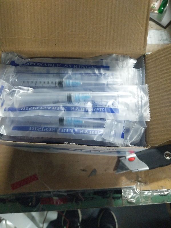 Photo 1 of 100 Pack Disposable 3ml/cc Lab Syringes with 23Ga 1 Inch Needle Luer Lock, Individually Sealed Packed