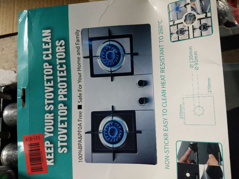 Photo 1 of 10 Pack Stove Burner Covers - Non-stick Reusable Teflon Range Guard Protectors for Gas Stove Top, Easy to Clean,Cutable, Black, 0.2 mm,10.6” x 10.6”